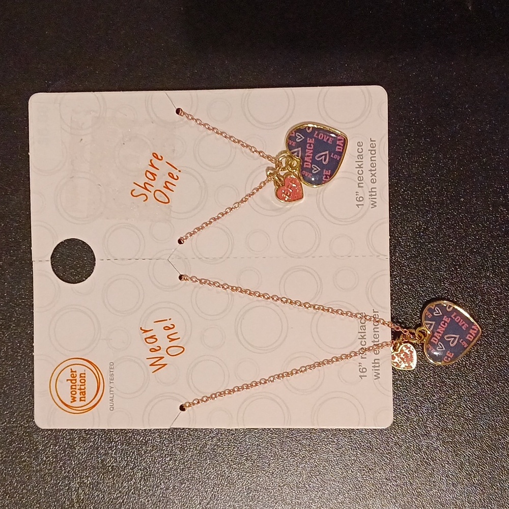 NWT Wonder Nation Heart Friendship Necklaces 16" with extenders